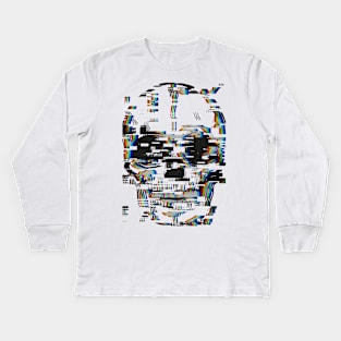 Graphic skull with glitch effect Kids Long Sleeve T-Shirt